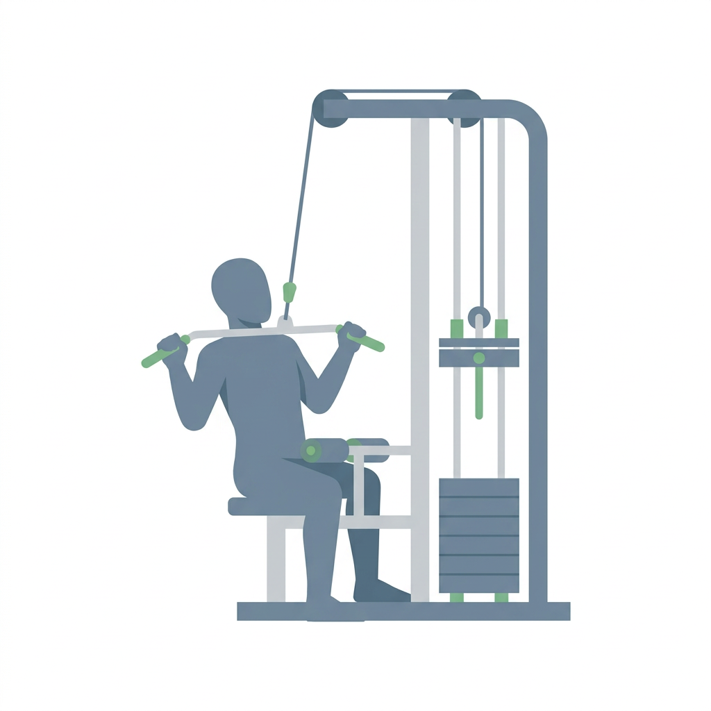 Ilustração do exercício Puxada Alta Supinada (Pegada Inversa)