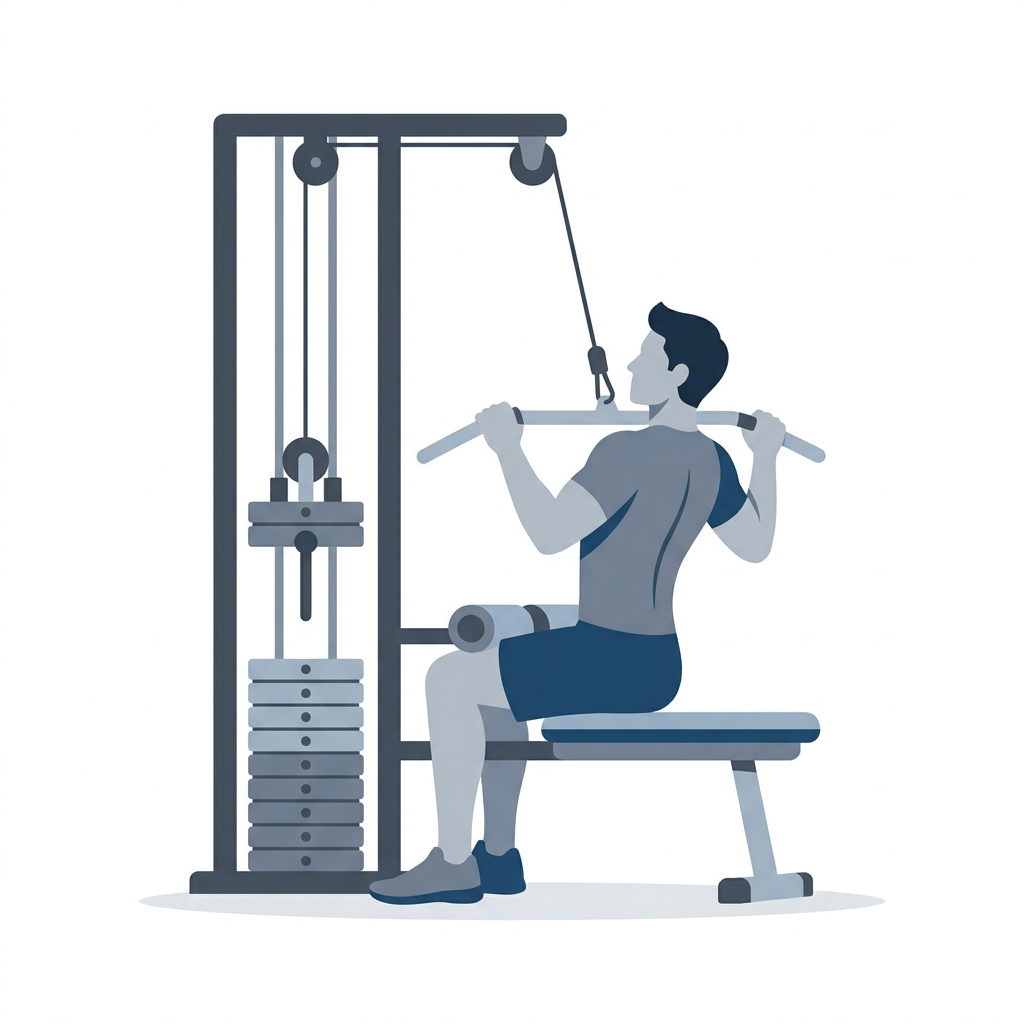 Ilustração do exercício Puxador Pulley (Puxada Alta)