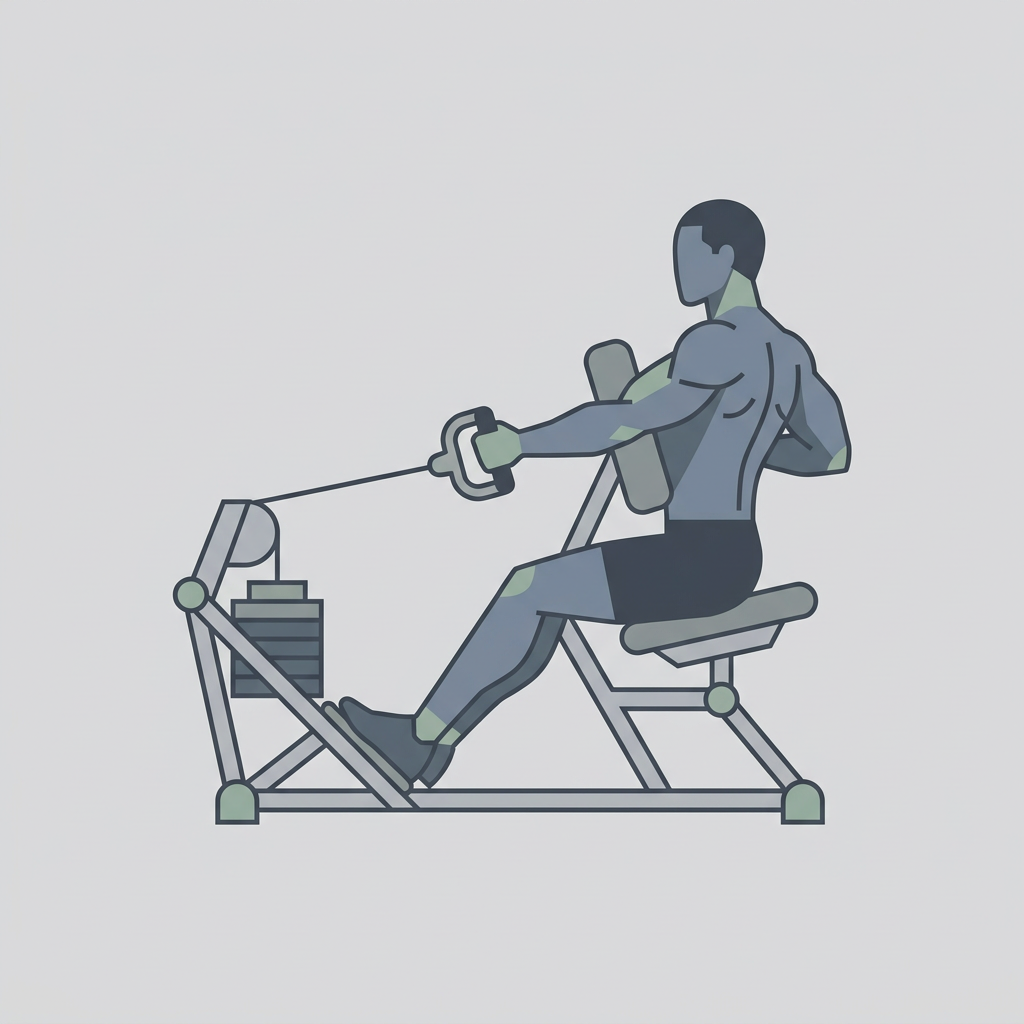 Ilustração do exercício Remada na Máquina Articulada