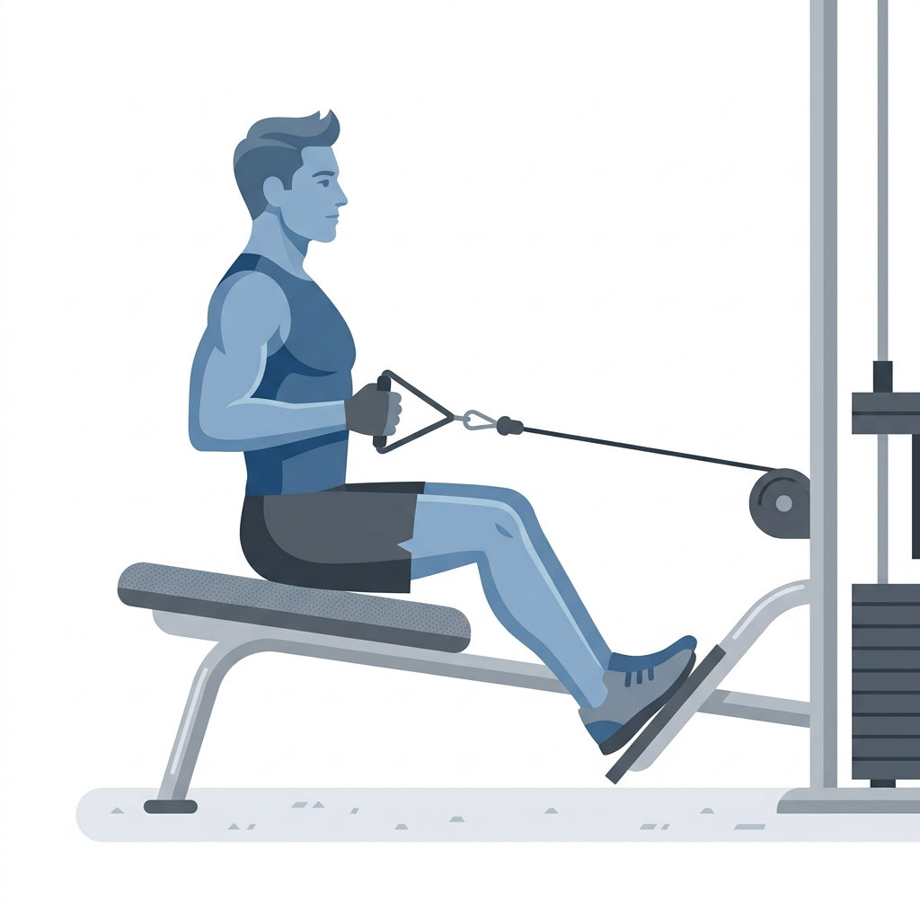 Ilustração do exercício Remada Baixa Sentado (Triângulo)